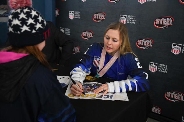 Team USA signs autographs at the Chicago Steel game