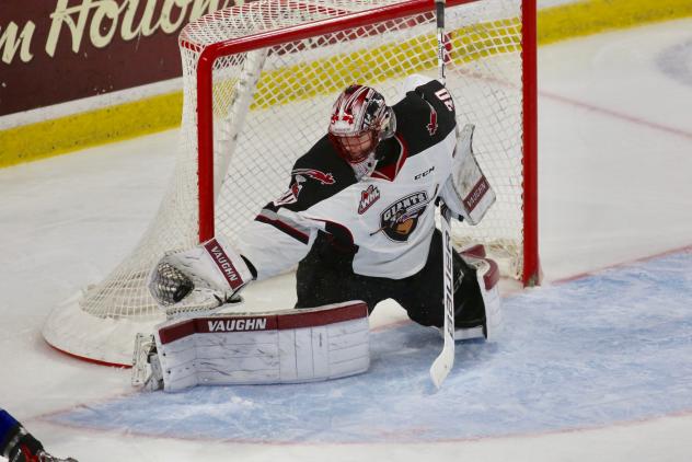 Vancouver Giants Goaltender David Tendeck makes a catch
