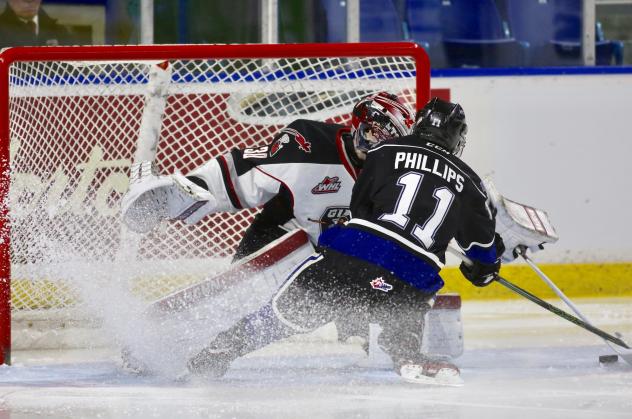 Vancouver Giants Goaltender David Tendeck vs. Victoria Royals' Matthew Phillips