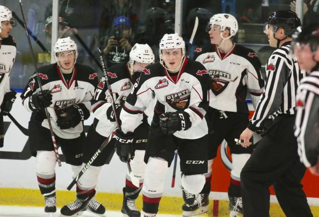 Vancouver Giants celebrate a Davis Koch goal