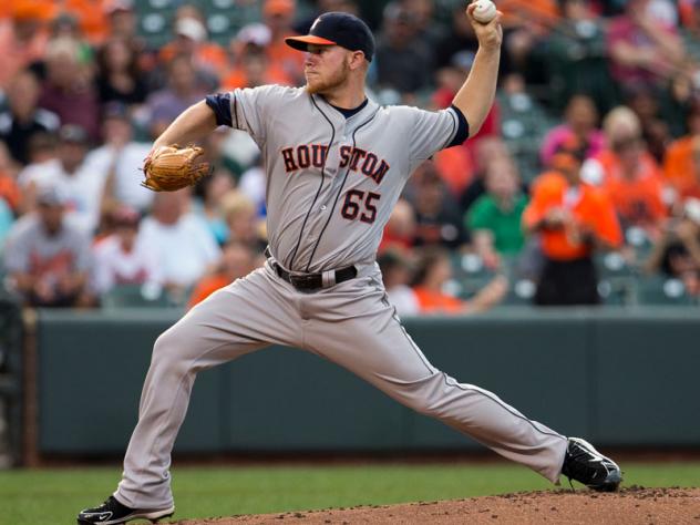 Pitcher Brett Oberholtzer with the Houston Astros