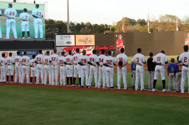 Opening night introductions for the Carolina Mudcats