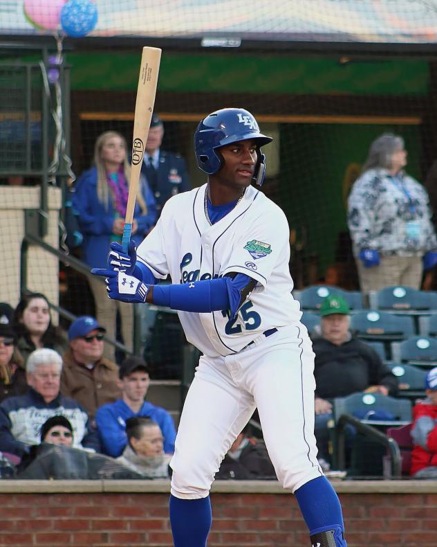Seuly Matias of the Lexington Legends awaits a pitch