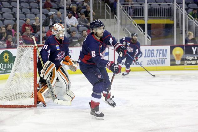 Evansville Thunderbolts Defenseman Brandon Lubin and Goaltender Ian Sylves