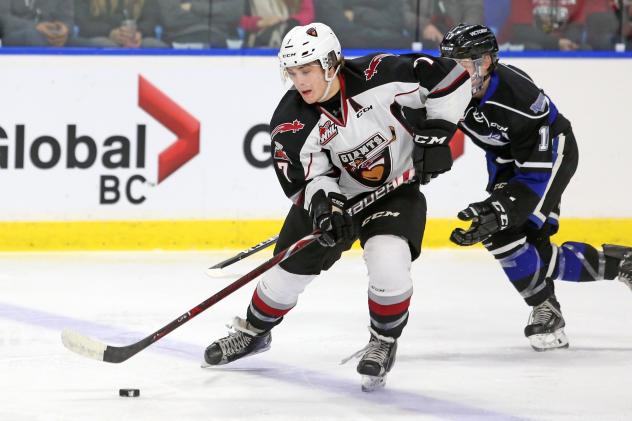 Vancouver Giants Forward Ty Ronning handles the puck