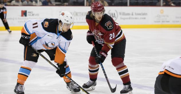 Tucson Roadrunners Forward Mario Kempe vs. the San Diego Gulls