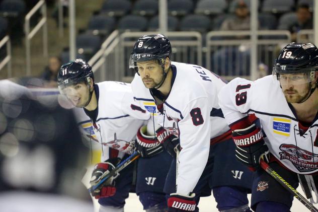 Evansville Thunderbolts line up to face the Macon Mayhem