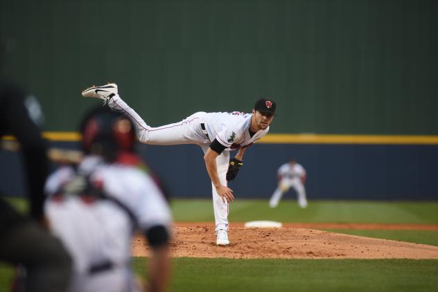 Nashville Sounds Pitcher James Naile delivers