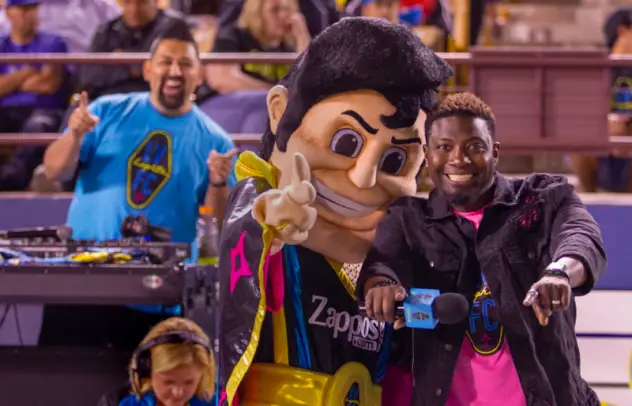 Las Vegas Lights FC mascot Cash the Soccer Rocker