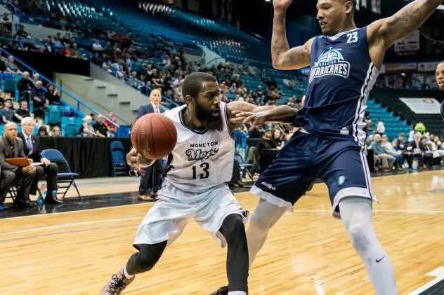 Halifax Hurricanes defend against the Moncton Magic in playoff game five