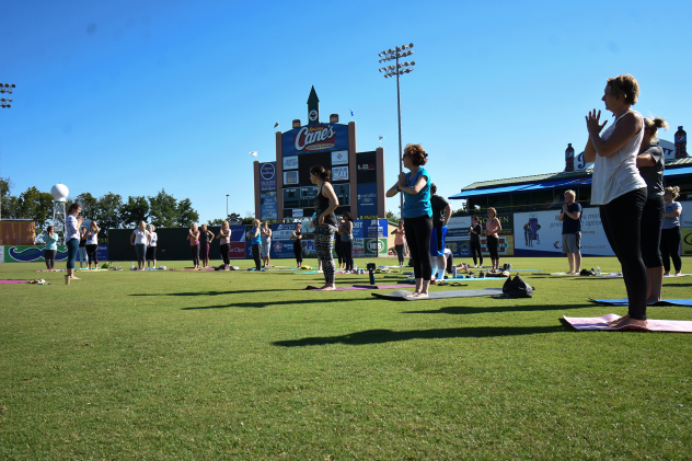 Yoga on the Field with the Lexington Legends
