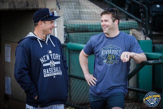 Greg Colbrunn and Mitch Hilligoss reunite at a Charleston RiverDogs game
