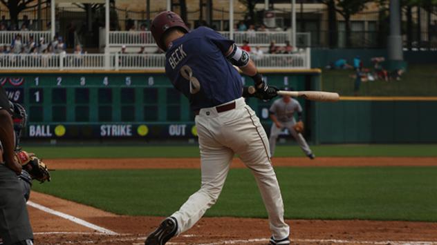 Preston Beck of the Frisco RoughRiders connects with a pitch