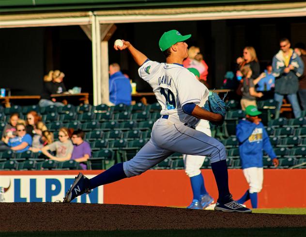 Lexington Legends pitcher Garrett Davila delivers