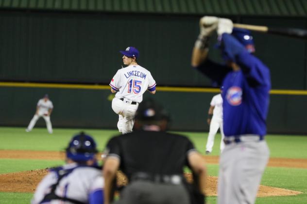 Tim Lincecum winds up for a pitch for the Round Rock Express