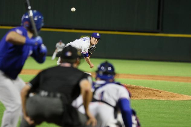Tim Lincecum releases a pitch for the Round Rock Express