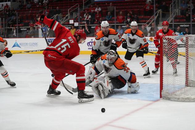 Lehigh Valley Phantoms Goaltender Alex Lyon vs. the Charlotte Checkers