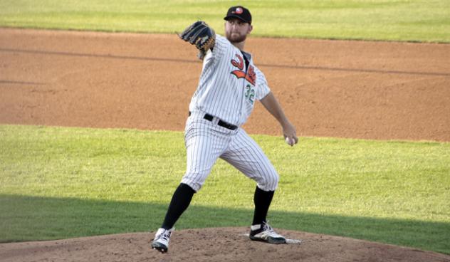 Long Island Ducks pitcher Bennett Parry prepares to throw