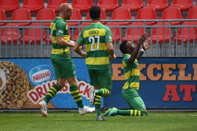 Tampa Bay Rowdies celebrate a goal vs. Toronto FC II