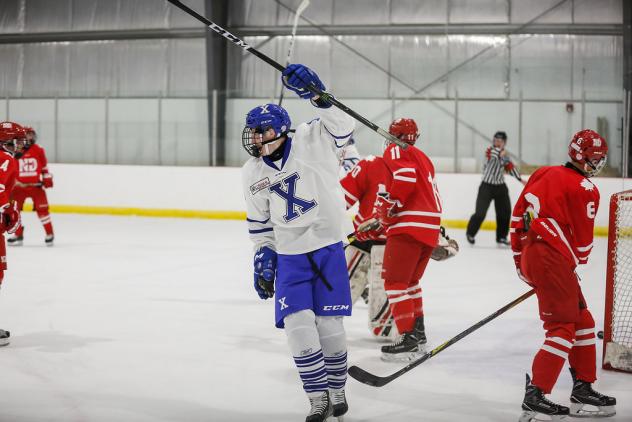 Vancouver Giants 2018 First Round Pick Zack Ostapchuk celebrates a goal with the Northern Alberta Extreme