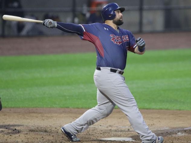 Kyle Roller at the plate for the Somerset Patriots