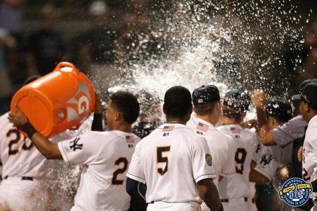 Charleston RiverDogs celebrate walk off win