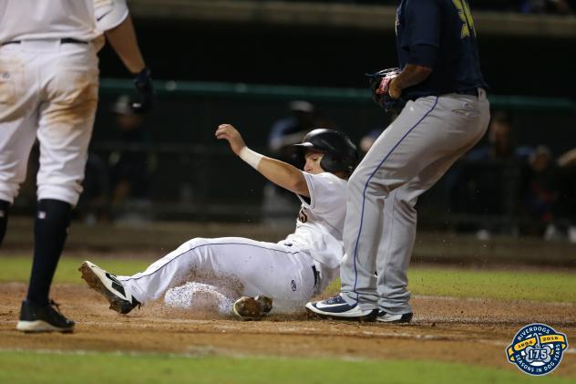 Chris Hess of the Charleston RiverDogs slides home with the winning run