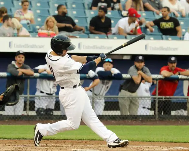 Tuffy Gosewisch of the Syracuse Chiefs doubled and homered, driving in two runs Friday night
