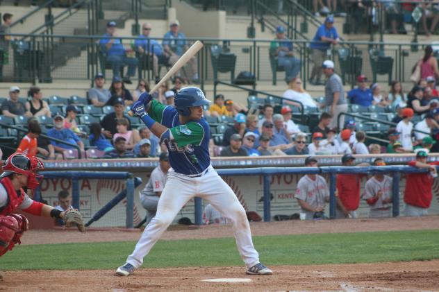 Sebastian Rivero of the Lexington Legends awaits a pitch