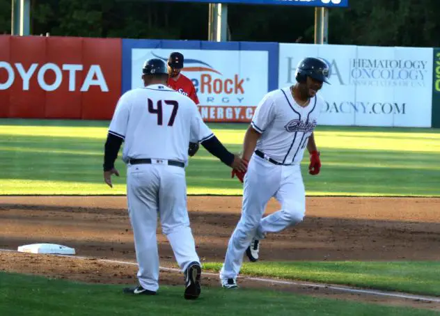Chris Dominguez hit his second home run as a Syracuse Chief Monday night