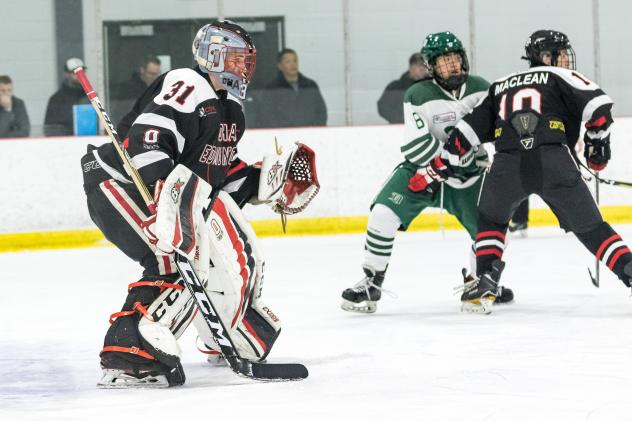 Goaltender Drew Sim with OHA Edmonton Bantam Prep