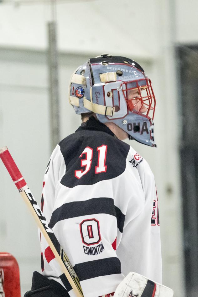 Goaltender Drew Sim with OHA Edmonton Bantam Prep