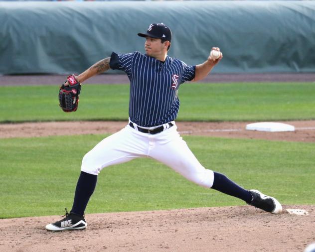 Syracuse Chiefs pitcher Tommy Milone hurled six and two-thirds innings of two-run ball Tuesday night