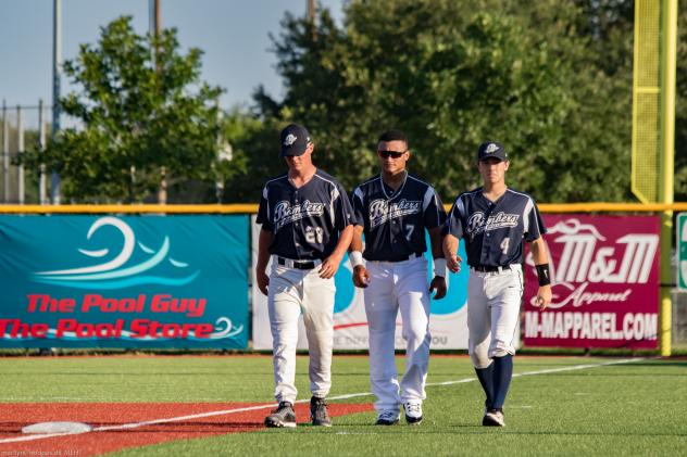 Brazos Valley Bombers walk off the field