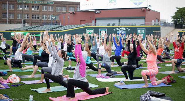 Dayton Dragons Yoga in the Outfield Event