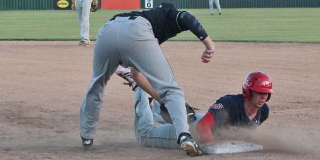 A close play for the Acadiana Cane Cutters