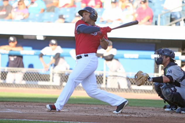 Moises Sierra of the Syracuse Chiefs hit his third home run of the season Friday night