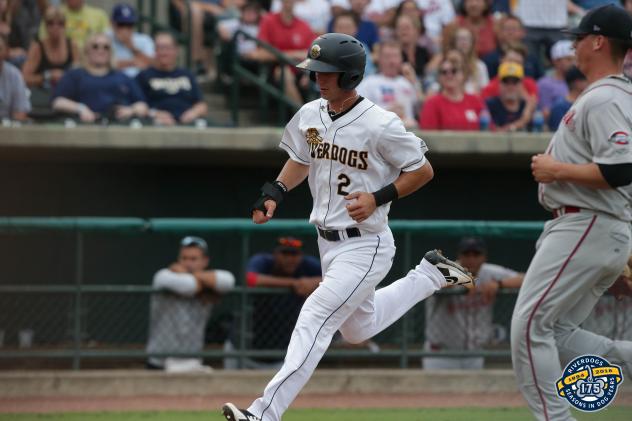 Charleston RiverDogs first baseman Chris Hess rounds third