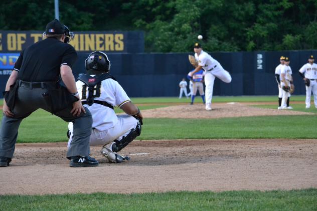 Sussex County Miners pitcher warming up
