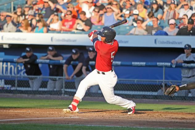 Yadiel Hernandez of the Syracuse Chiefs reached base three times and drove in two runs Saturday night
