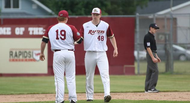 Jack-Thomas Wold and Gareth Stroh of the Wisconsin Rapids Rafters