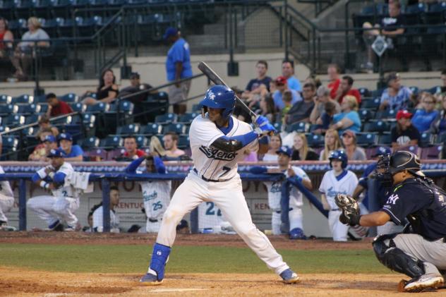 MJ Melendez of the Lexington Legends awaits a pitch