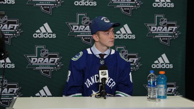 Forward Tyler Madden after being drafted by the Vancouver Canucks