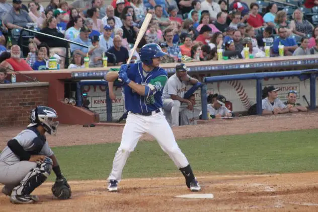 Brewer Hicklen of the Lexington Legends waits for a pitch