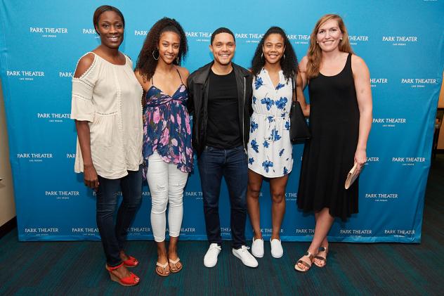 Comedian Trevor Noah and members of the Las Vegas Aces at Park Theater