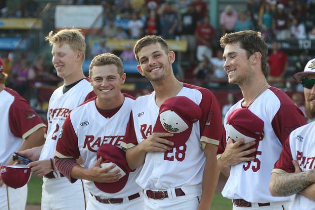 Wisconsin Rapids Rafters stand at attention