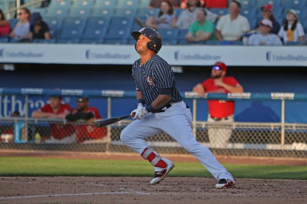 Yadiel Hernandez of the Syracuse Chiefs hit a three-run home run in game two Thursday