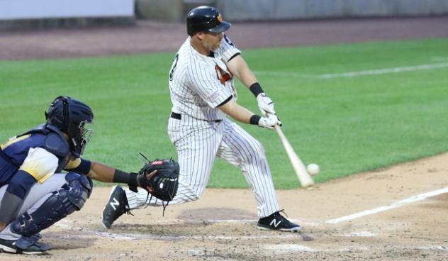 Lew Ford of the Long Island Ducks makes contact