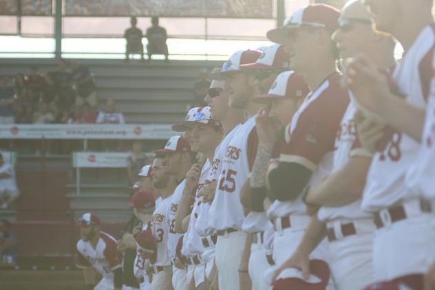 Wisconsin Rapids Rafters stand for the National Anthem