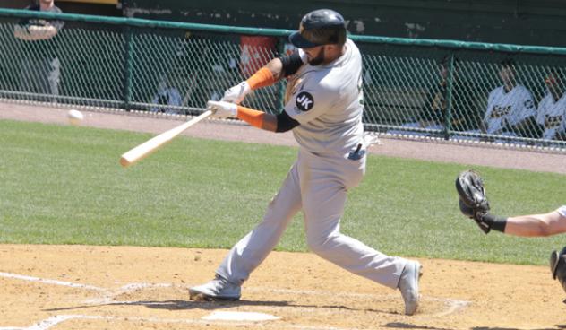 Emilio Bonifacio of the Long Island Ducks connects